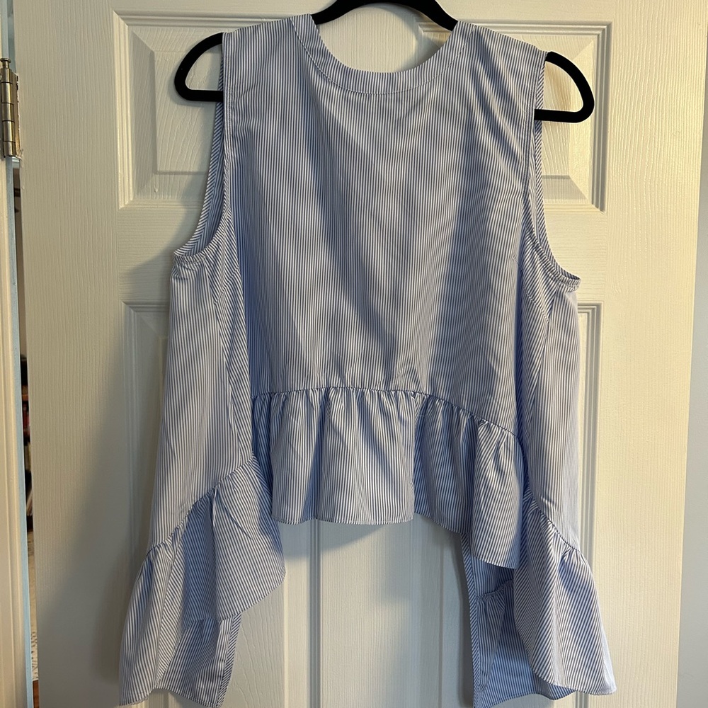 NWT. English Factory size large. Blue and white stripe tank